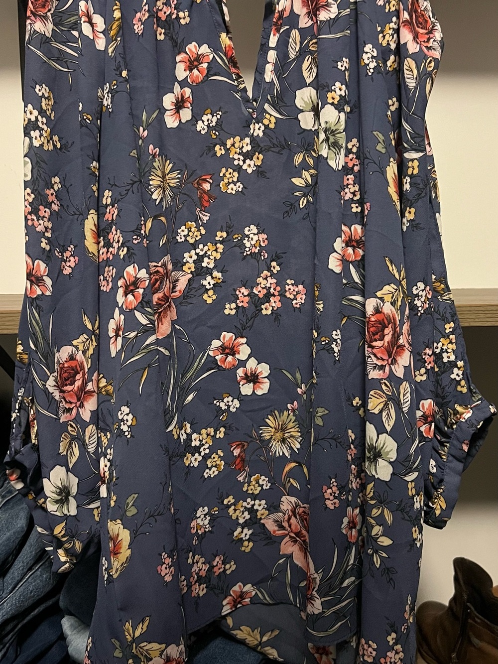 by & by Navy Floral V-Neck Tunic